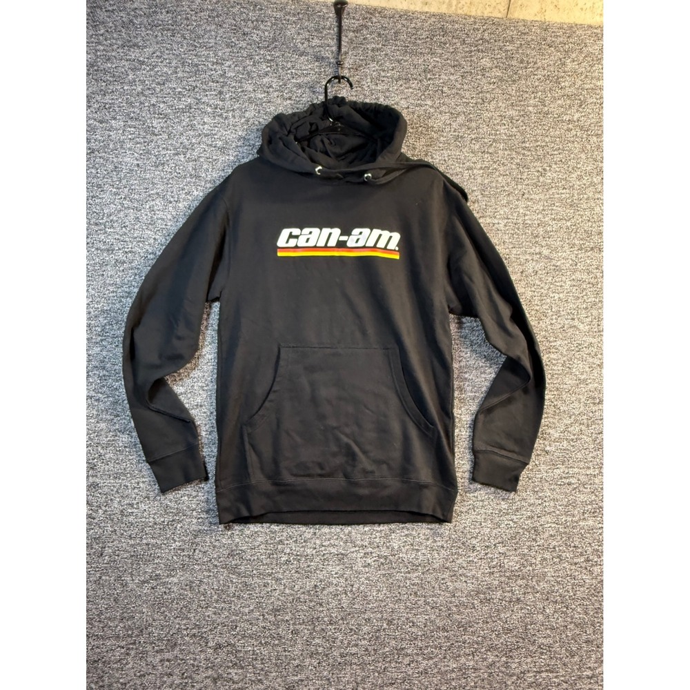 Can-Am Mens Black Graphic Pullover Hoodie Sweatshirt Logo Racing Stripes S